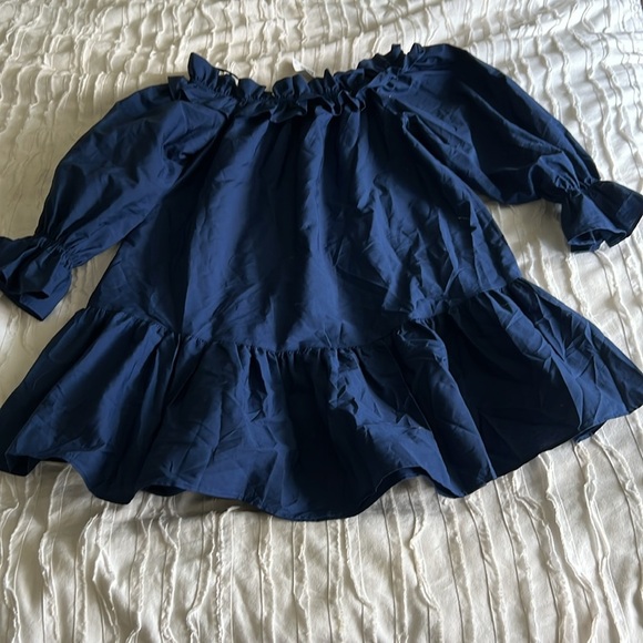 H& M Navy Blue Ruffled Mini Dress - Picture 8 of 9